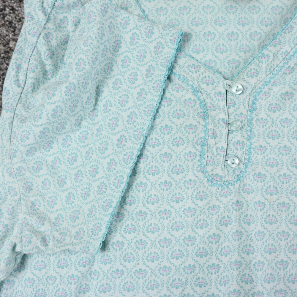 Secret Treasures Womens Sleepwear 3X Aqua Spa Floral Print Henley Top‎